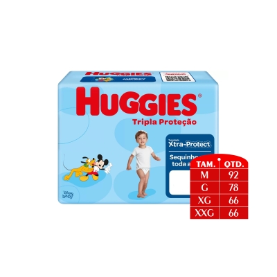 Fralda huggies tripla protecao, m 92un hiper