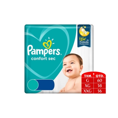 Fralda pampers, m 70un confort sec super