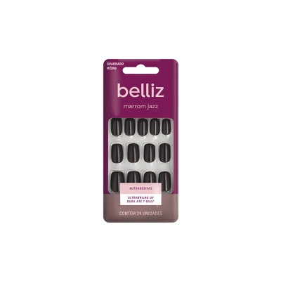 Unhas posticas belliz, 24un marrom jazz