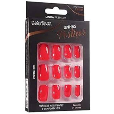 Unhas posticas macrilan, 24un vermelho