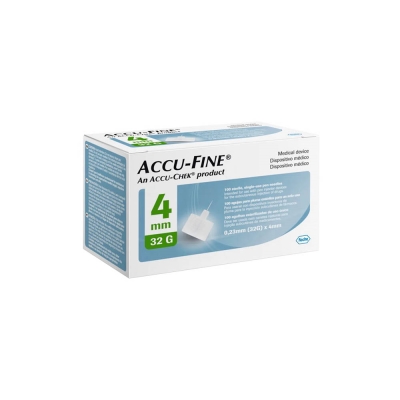 Agulhas p/ caneta insulina accu chek, 100un 4mm 32g