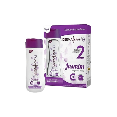 Kit sabonete liquido intimo dermafeme, 200+200ml jasmim 