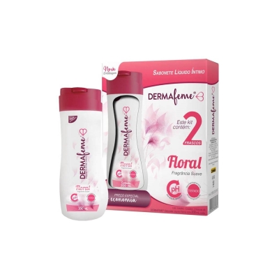 Kit sabonete liquido intimo dermafeme, 200+200ml floral