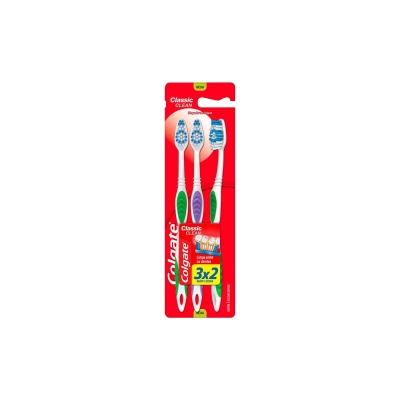 Escova dental colgate, 3un classic clean media