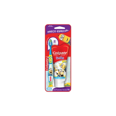 Kit escova dental+gel colgate, 100gr smile minions