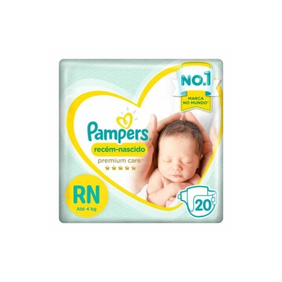 Fralda pampers, rn 20un premium care