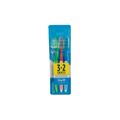 Escova dental oral b, 123 limpeza brilhante 3un