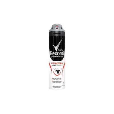 Desodorante aerosol rexona, 150ml antibacteriano+invisible men