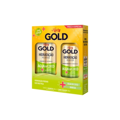 Kit shampoo+condicionador niely gold , 300+200ml agua de coco